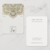 Carte De Visite Élégant Ornate Gold Turquoise Mandala Collier Affi (Devant / Derrière)