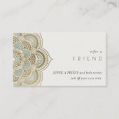 Carte De Visite Elégant Ornate Gold Turquoise Mandala Référer un a (Devant)