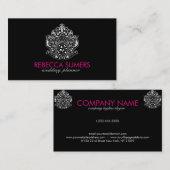 Carte De Visite Élégant ornement de dentelle florale blanche (Devant / Derrière)