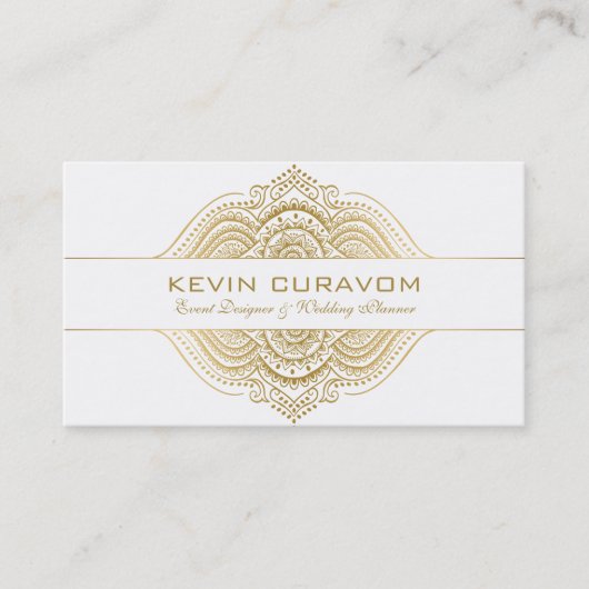 Carte De Visite Élégant ornement de marguerite or (Devant)