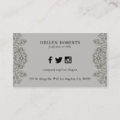 Carte De Visite Élégant ornement en bois gris (Dos)