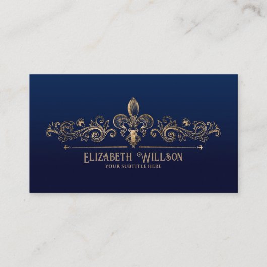 Carte De Visite Élégant ornement Fleur-de-lis (Devant)