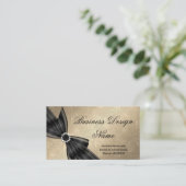 Carte De Visite Elégant Paisley Brown Gold Black Diamond Bow (Debout devant)