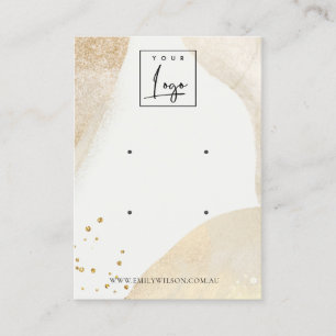 Carte De Visite Élégant Pale Gold Abstrait Logo 2 Écran d'oreil
