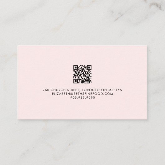 Carte De Visite Élégant Pale Rose Luxe Script QR CODE (Dos)