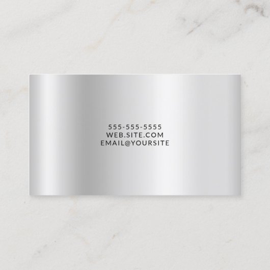 Carte De Visite Elégant Pale Silver Satin Ombre Foil et Parties sc (Dos)