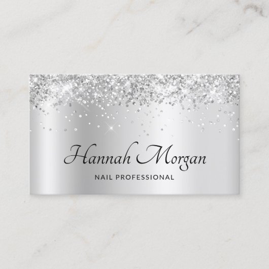 Carte De Visite Elégant Pale Silver Satin Ombre Foil et Parties sc (Devant)