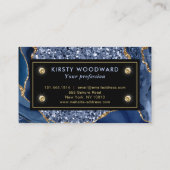 Carte De Visite Élégant panneau de Parties scintillant bleu et or  (Dos)
