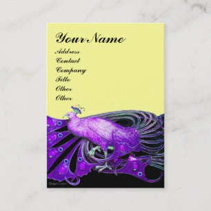 Carte De Visite ÉLÉGANT PAON VIOLET DE MODE BIJOU ,Jaune Noir