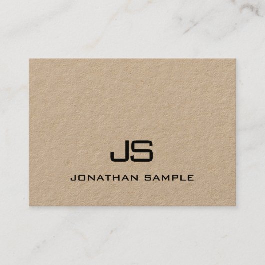 Carte De Visite Élégant papier Kraft Modèle moderne monogramme (Devant)