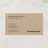 Carte De Visite Élégant papier kraft neuf Modèle moderne (Dos)