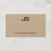 Carte De Visite Élégant papier Kraft réel moderne Monogramme (Devant)