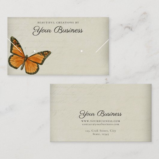 Carte De Visite Élégant Papillon Horizontal Bijoux (Devant / Derrière)