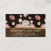 Carte De Visite Élégant papillon Motif de fleurs | Découpe en bois (Dos)