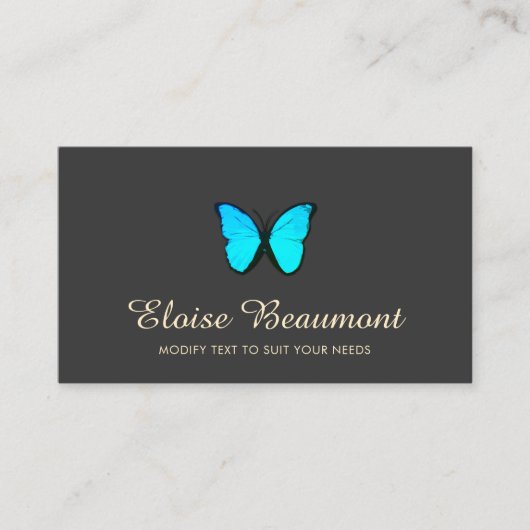 Carte De Visite Élégant Papillon Turquoise (Devant)