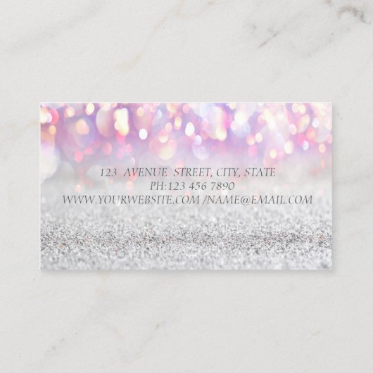 Carte De Visite Elégant Parties scintillant Argent Bokeh casque DJ (Dos)