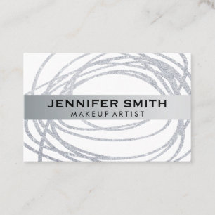 Carte De Visite Elégant Parties scintillant Argent Scribble