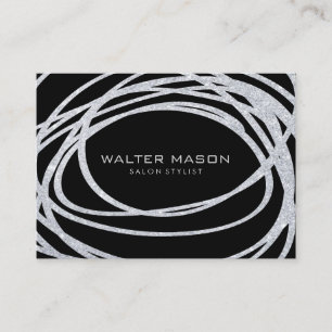 Carte De Visite Elégant Parties scintillant Argent Scribble