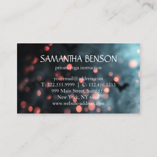 Carte De Visite Élégant Parties scintillant bleue Lotus Yoga Instr (Dos)