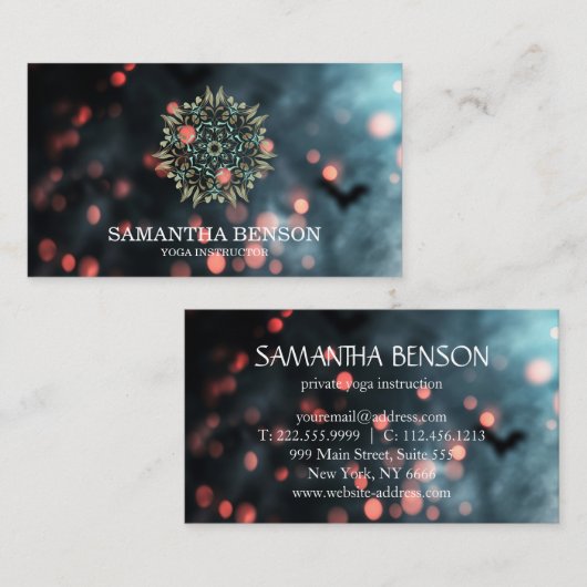 Carte De Visite Élégant Parties scintillant bleue Lotus Yoga Instr (Devant / Derrière)
