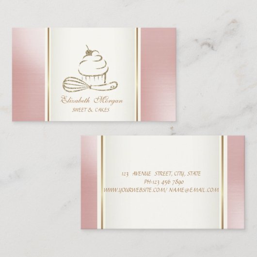 Carte De Visite Elégant Parties scintillant Cupcake Whisk (Devant / Derrière)