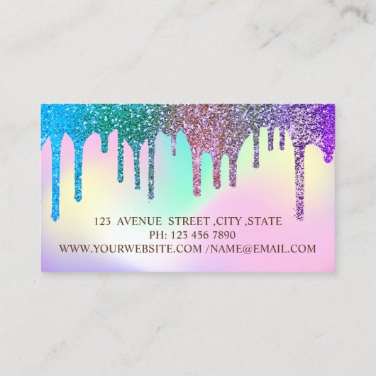 Carte De Visite Elégant Parties scintillant Drives Ombre Holograph (Dos)