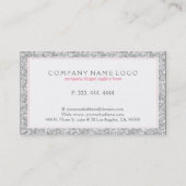Carte De Visite Élégant Parties scintillant gris argent Faux (Dos)