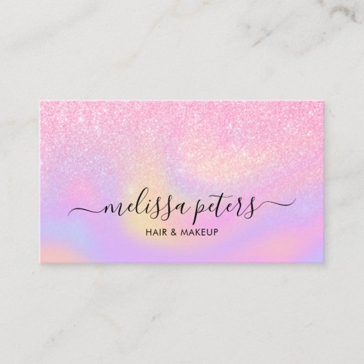 Carte De Visite Elégant Parties scintillant Holographique Script m (Devant)