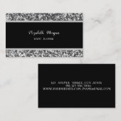 Carte De Visite Élégant, Parties scintillant noire, argent (Devant / Derrière)