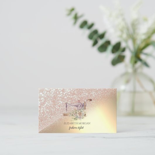 Carte De Visite Elegant Parties scintillant or Bokeh Ombre (Debout devant)