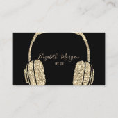 Carte De Visite Elegant Parties scintillant or casque DJ (Devant)