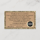 Carte De Visite Élégant Parties scintillant or Merci papier Kraft (Dos)