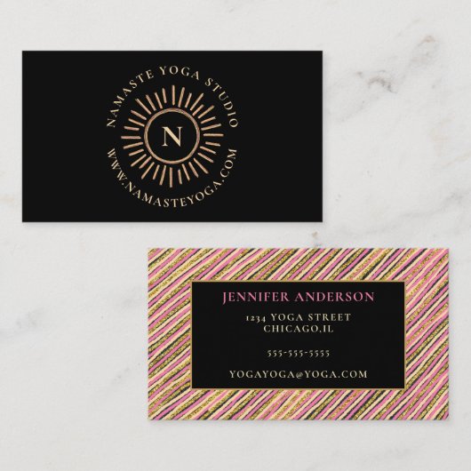 Carte De Visite Élégant Parties scintillant or Monogramme Personna (Devant / Derrière)