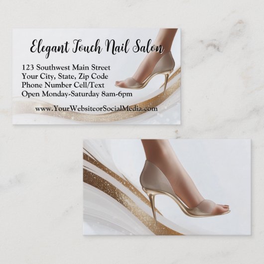 Carte De Visite Elégant Parties scintillant Pompe Pedicure Manucur (Devant / Derrière)