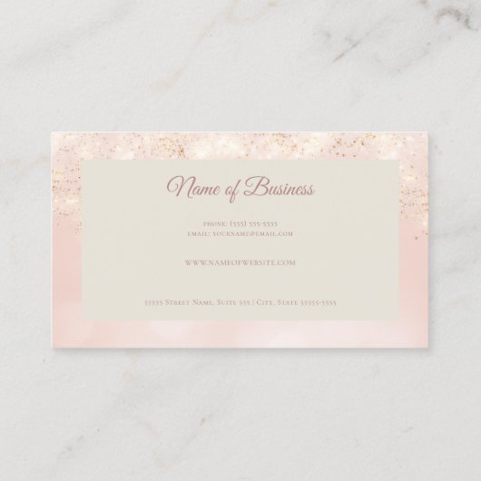 Carte De Visite Élégant Parties scintillant rose étincelant Script (Dos)