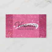 Carte De Visite Élégant Parties scintillant rose Maison ménage mén (Dos)