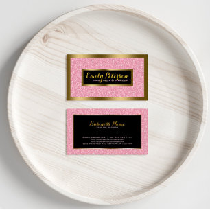 Carte De Visite Elégant Parties scintillant rose Or & Black Accent