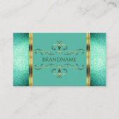 Carte De Visite Élégant Parties scintillant Turquoise Gold Bordure (Devant)