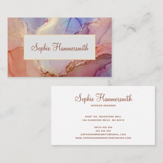 Carte De Visite Elégant Pastel Abstrait (Devant / Derrière)