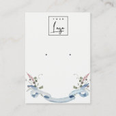 Carte De Visite Élégant Pastel Blue Fleur sauvage ribbon Logo orei (Devant)