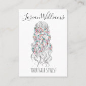 Carte De Visite Élégant Pastel Bride Cheveux Vave Style Floral (Devant)