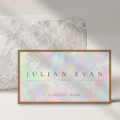 Carte De Visite Elégant Pastel Holographique Aura Beauté