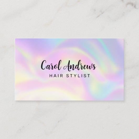 Carte De Visite Elégant Pastel Holographique Coiffeur QR Code (Dos)