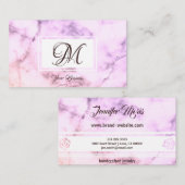 Carte De Visite Élégant Pastel Marbre violet élégant Monogramme (Devant / Derrière)