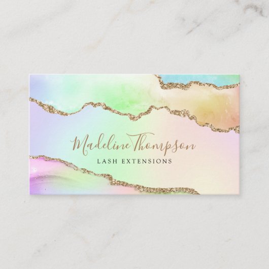 Carte De Visite Elégant Pastel Rainbow Marble Agate Geode (Devant)