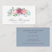 Carte De Visite Elégant Pastel Rose Floral Garland (Devant / Derrière)
