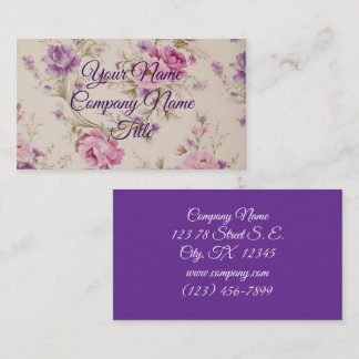 Carte De Visite Élégant Pastel Rose & Purple Garden Blooms