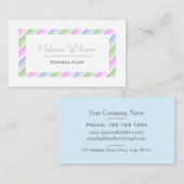 Carte De Visite Élégant Pastel Stripes Blanc Frontière Professionn (Devant / Derrière)