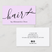Carte De Visite Elégant pastel violet & ciseaux noir coiffeuse (Devant / Derrière)