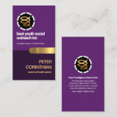 Carte De Visite Élégant Pasteur De Poissons D'Ichthus, Violet Reli (Devant / Derrière)